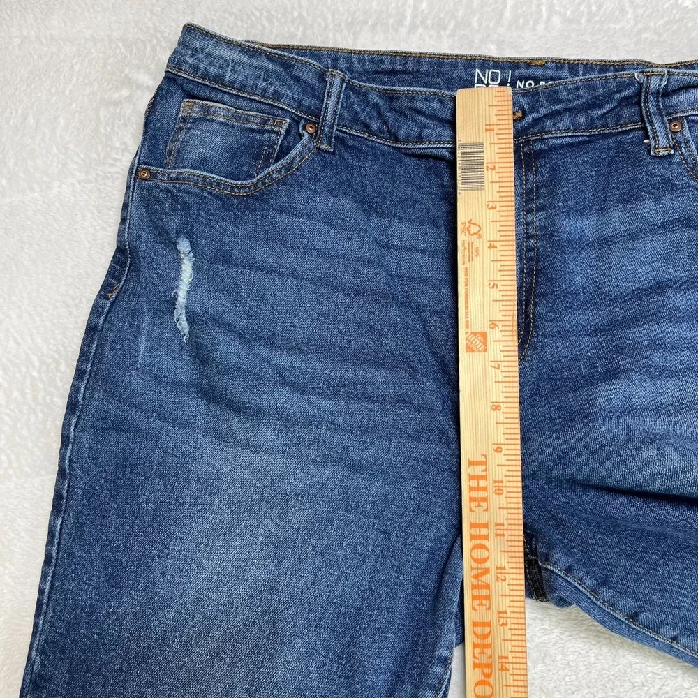 No Boundaries Bootcut Jeans Women's 17 Blue Denim Distressed Frayed Hem - 35X30